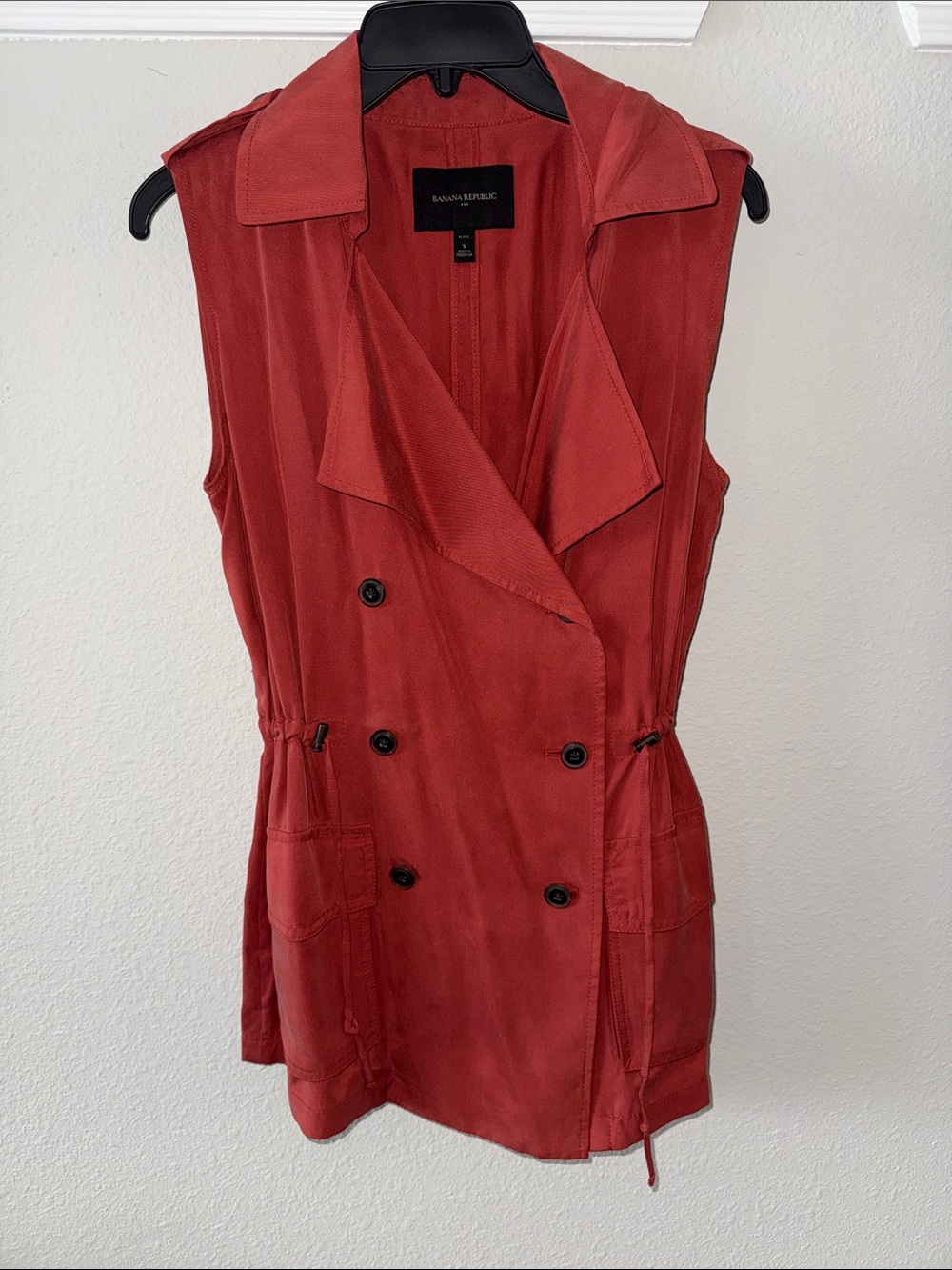 Banana Republic Coral-Red Sleeveless Trench Vest